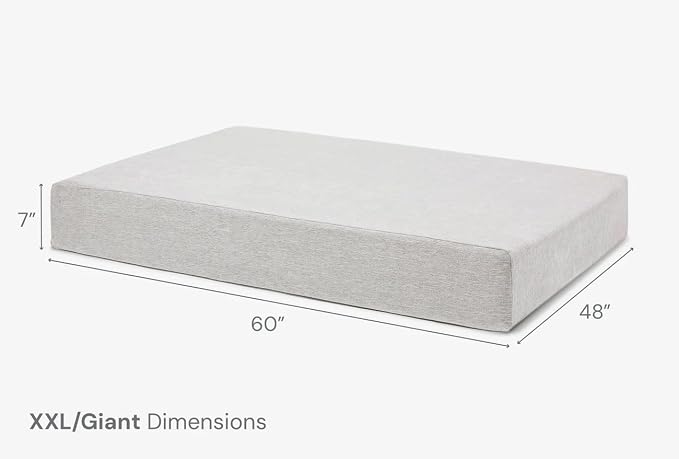 Barker Beds Giant Orthopedic Dog Bed - 7" Memory Foam Mattress - 100-300 lbs - Joint Pain & Arthritis Support - Washable Cover - 60"x48"x7" - Stormcloud Linen
