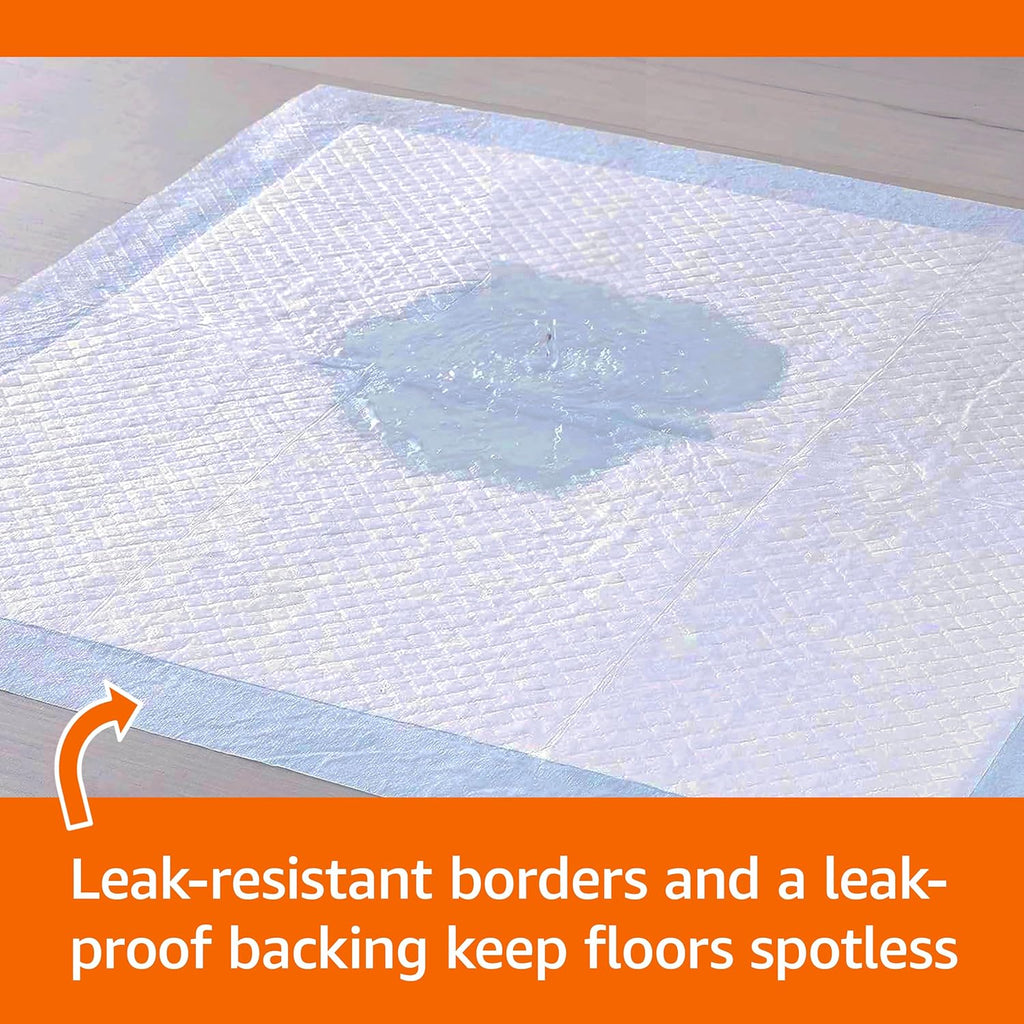 Proof Dog and Puppy Potty Training Pee Pads with Quick-Dry 5-Layer Super Absorbent Design, Regular Size 22 x 22 inch, Blue & White, 100 Count Visit the Amazon Basics Store